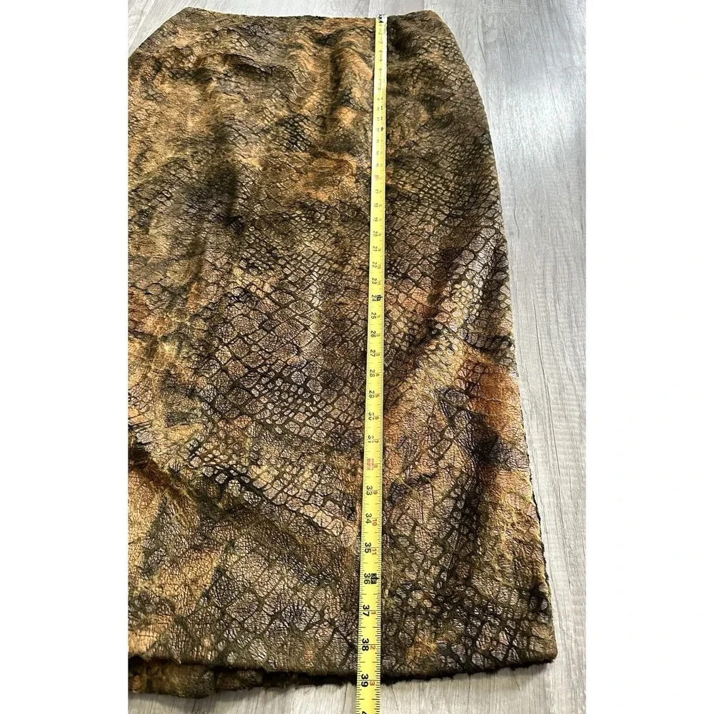 Design Todays Maxi Skirt Long Alligator Crocodile USA Made Brown Size 1X Vintage